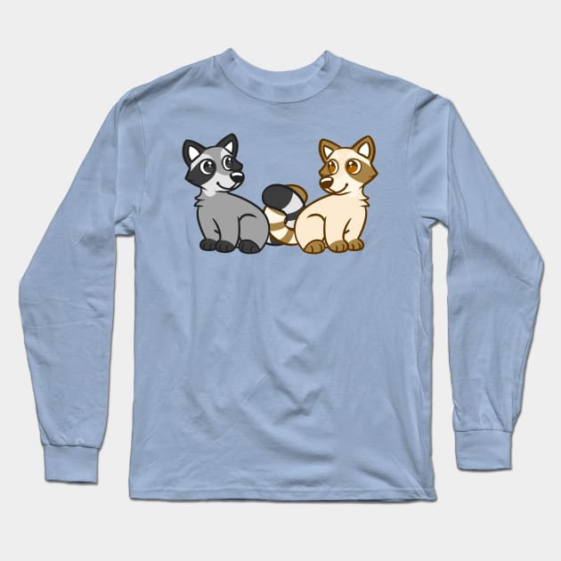 Raccoon Friends in Blue Long Sleeve T-Shirt by leashonlife